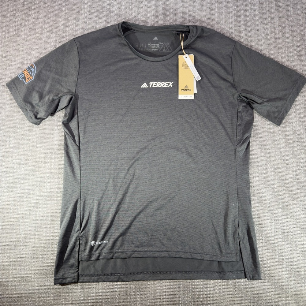 Adidas Terrex Shirt Mens Large Gray Short Sleeve Oregon Cascades 100 Running